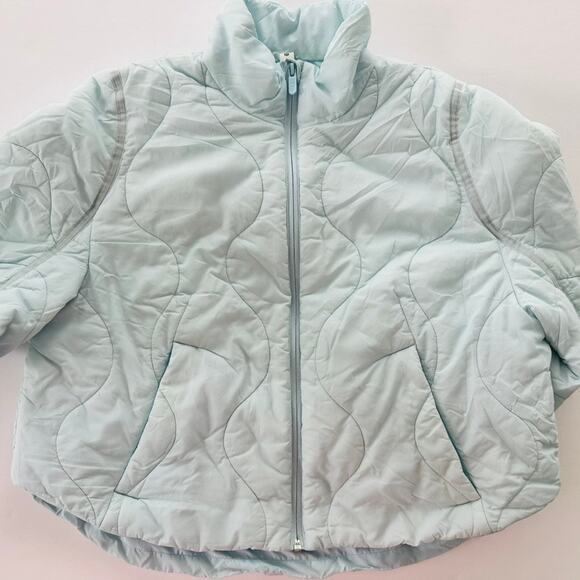 Lululemon Quilted Light Insulation Cropped Jacket Powder Blue Size 10 Oversized - Picture 3 of 10